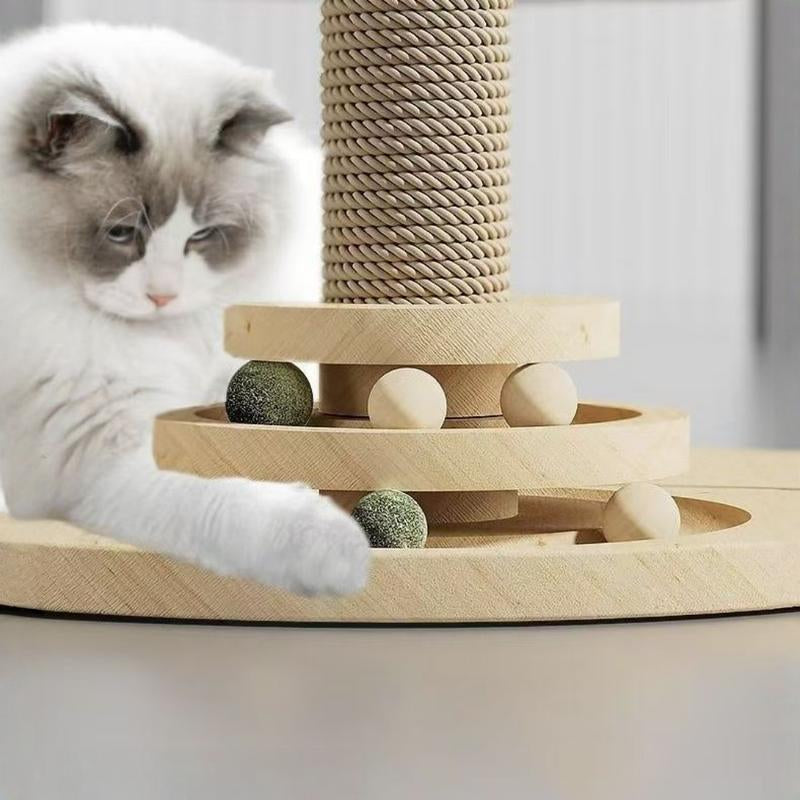 Interactive Cat Toy Set, Durable Vertical Scratcher, Scratching Post & Rolling Ball Design, Perfect for Playful Cats, Enhances Mental Stimulation
